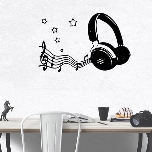 Free shipping Music Headphones Wall Sticker Home Decor Decoration For Kids Rooms Home Decor Wall Art MURAL Drop Shipping