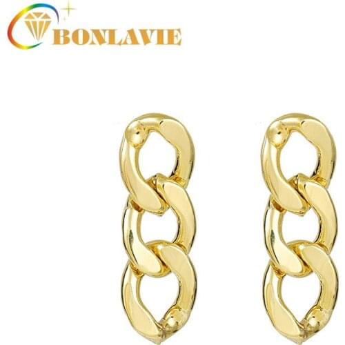 BONLAVIE Chain Metal Cold Style New Temperament Female Stud Earrings Women Jewelry