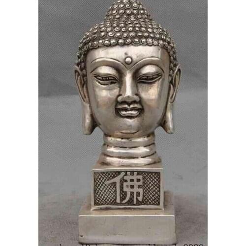 Decoration bronze factory outlets Tibet Silver tibet buddhism silver sakyamuni Shakyamuni buddha head statue seal stamp signet