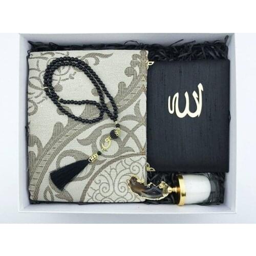 Black Color Personalized Yasini Sheriff Book, Rosary, Prayer Rug Gift Box