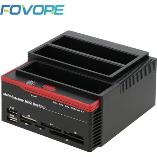 2.5"/3.5" USB 3.0 to 2 SATA Ports 1 IDE Port External HDD Hard Drive Disk Docking Station Card Reader USB3.0 Hub with OTB/OTC