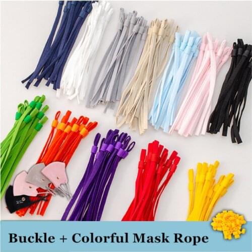 50pcs Mask Sewing Elastic Band Cord Adjustable Buckle Stretchy Earloop Lanyard Earmuff Rope Ear Hanging Rope DIY Crafts Supplies