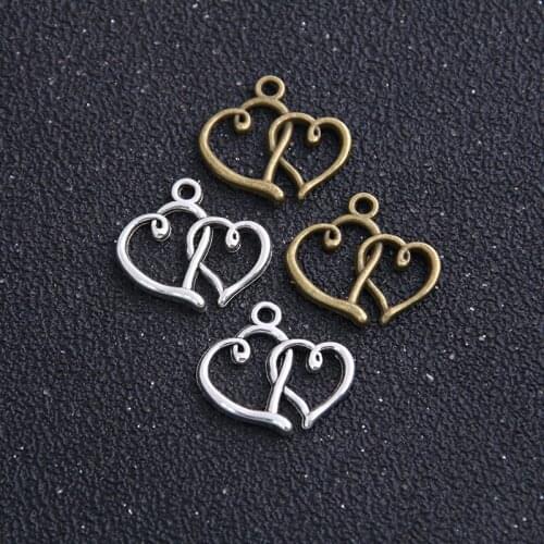 20pcs/lot 16*12mm Antique Lovely Mini moon Hearts Charm Pendant Jewelry Findings Metal Materials