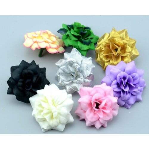 30Pcs 4.5cm Handmade Mini Artificial Silk Rose Flowers Head For Wedding Decorative DIY Scrapbooking Garland Craft Fake Flower