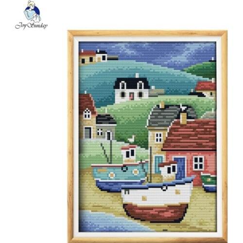 Joy Sunday the Harbour 2 Counted Cross Stitch kits DIY 14CT and 11CT For Embroidery Home Decor Needlework nkf Cross-stitching