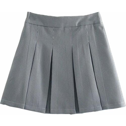 ZA New Fashion Women Skirt Preppy Style Plaid Skirts High Waist Chic Student Pleated Skirt Girls Dance Skirts Xitimeao