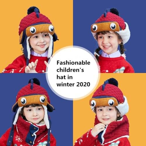 Boys Girls Hat Scarf Set Winter Autumn Warm Cap 3D Modeling Animals Beanie Pilot Crochet Earflap Hats