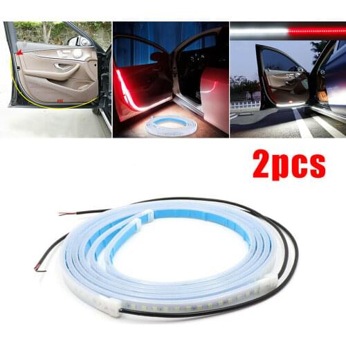 2pcs Car Openning Door Warning Light Strips Safety Anti-collision Flowing Flashing LED Light Strip Waterproof Car Universal