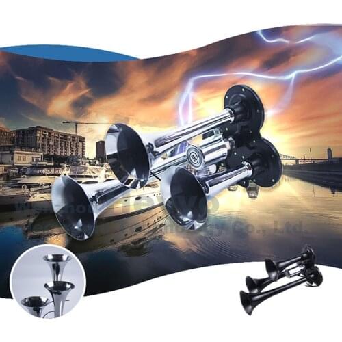 Three Tube electronically Controlled Solenoid Valve Horn,12v/24v Three-Tube air Horn, Big car air Horn for Trucks/Boats/Vehicles