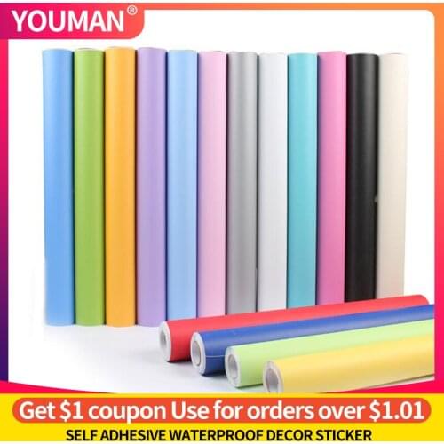 Waterproof matte self-adhesive wall stickers removable solid color PVC vinyl wall stickers living room bedroom decoration film