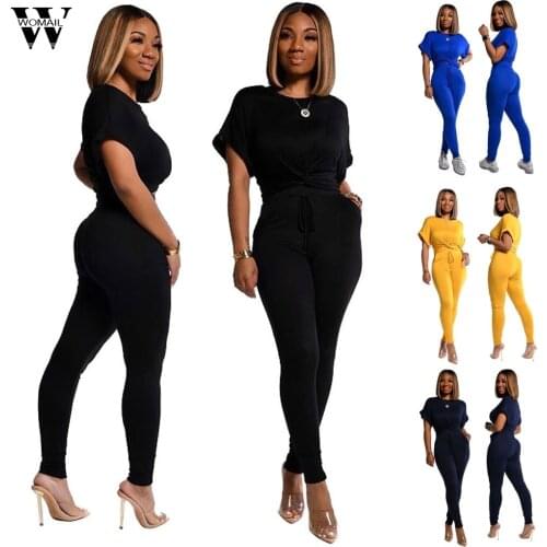 Womail tracksuit women Boho 2 Piece Set lady Elegant Crop Top pant Set short Sleeve work office sport Beach Party summer outfit
