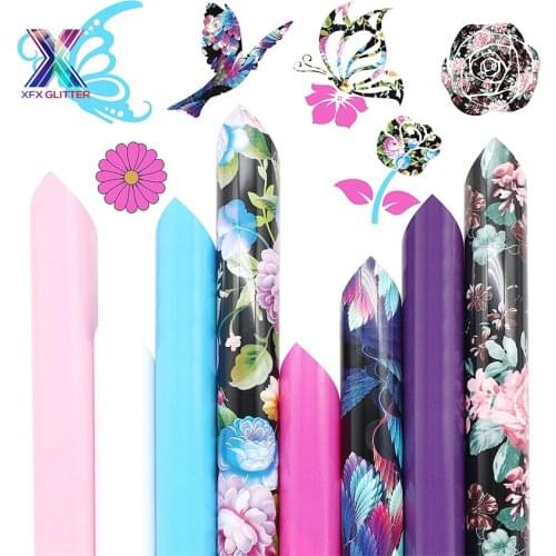 XFX HTV Flower Pattern HTV Heat Transfer Vinyl Bundle 12" X 10" 8 Sheets Iron on For Floral T-Shirts Iron on DIY Assorted Color