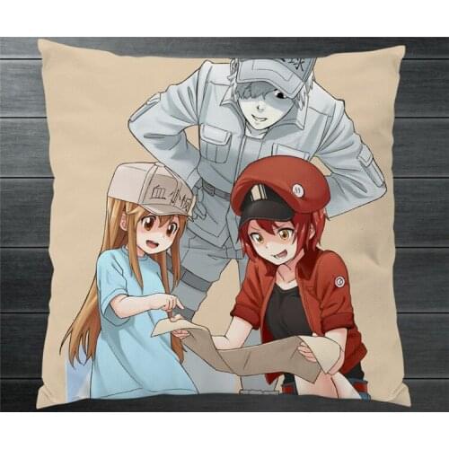 Cells at Work! Hataraku Saibou Red Blood Cell Platelet Two Sides Pillowcase Pillow Case Cover Cosplay Gift BED/SOFA/CAR Decor