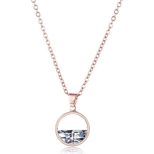 YJGS Exquisite Half Moon Shape Pendant Necklaces For Female Clavicle Chain Necklace Charm Silver Color Rose Golden Necklaces