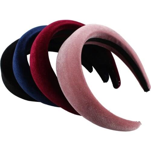 High Quality Thick Velvet Headbands 4CM New Fashion Round Vintage Hair Accessories Hair Band Headwear Plastic Hairbands Ladies
