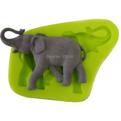 1PC Fondant Elephant 100% Foodgrade 3D Silicone Cake Mold Soap Moldes De Silicona Cake Decorating Tools Color Green