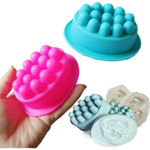 Silicone Massage Soap Mold Therapy Bar Soap Making Tools DIY Homemade Oval Spa Soaps Mould Silicone Soap Form