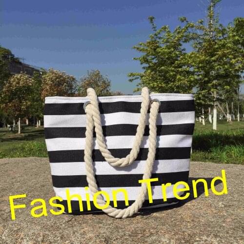 100pcs/lot free shipping best sell stripe canvas beach tote bag wholesale canvas beach bags 2018