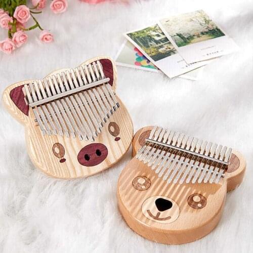 17 Keys Kalimba Thumb Finger Piano Solid mahogany wood Piggy Bear Design Kalimba Musical Instrument For Children With handbag
