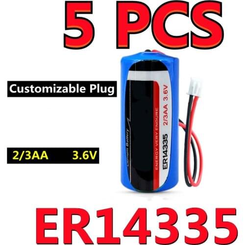 5PCS Original NEW For EVE ER14335 Smoke Alarm Detector 2/3AA 3.6V Lithium PLC Battery With Connector (Customizable Plug)