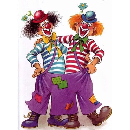 5D DIY Full Round/Square Diamond Painting Cartoon Clown 3D Embroidery Cross Stitch Rhinestone Mosaic Home Decor Art Y285