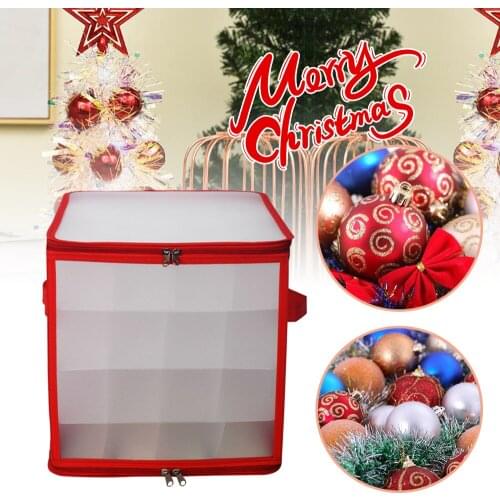 64 Bauble Square Storage Box Xmas Tree Decoration Organiser Baubles Decor Bag