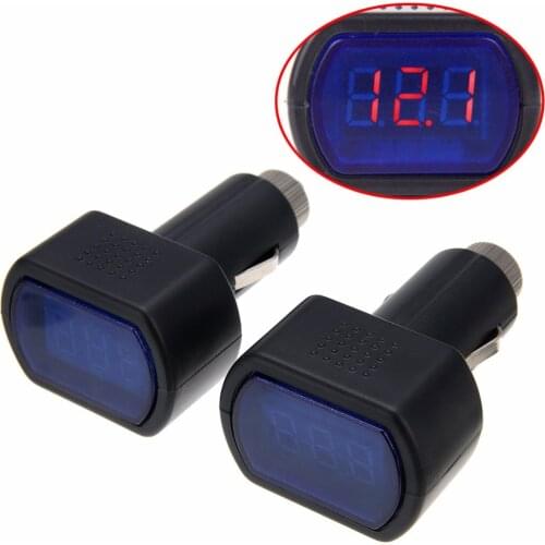 2pcs/set Black LED Car 12v 24v Battery Volt Voltage Meter Gauge Cigar Lighter Plug Car Voltmeter Voltage Gauge Volt Meter