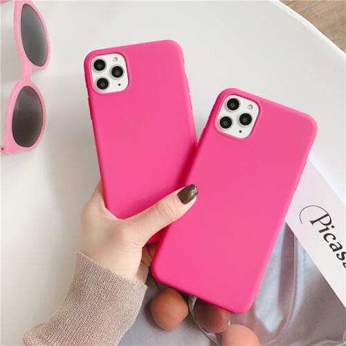 Rose Candy Solid Matte Phone Case for Iphone Xs Max Xr 7 8plus Shockproof Tpu Silicon Cover for Iphone 12 11 Pro Max Mini Case