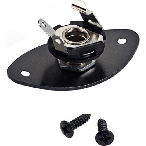 Black Guitar Socket Jack Plate For Electric Bass/Cigar Box Guitar DIY