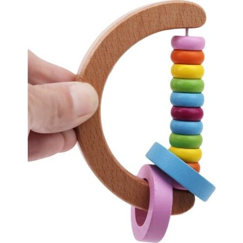 Kid Wooden Bell Rattles Speelgoed Baby Toy Handbell Musical Educational Instrument Toddlers Rattle Handle Children Gift Toy