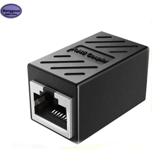 Banggood RJ45 Network Dual-Pass Mini Black Network Connector Portable Female To Female Ethernet LAN Connection Adapter Extender
