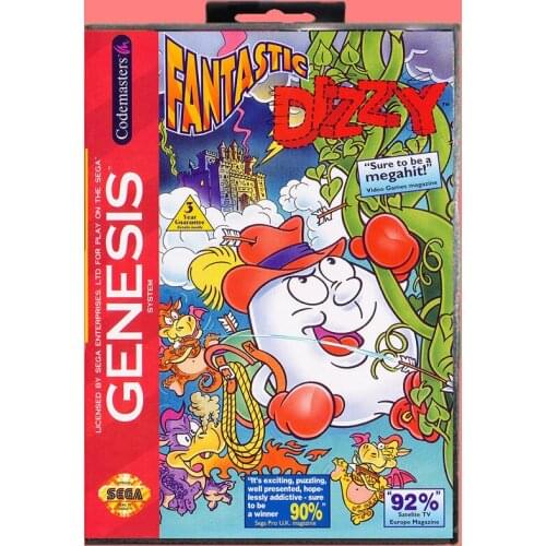 Fantastic Dizzy 16 Bit MD Game card with Retail Box For Sega Genesis & Mega Drive
