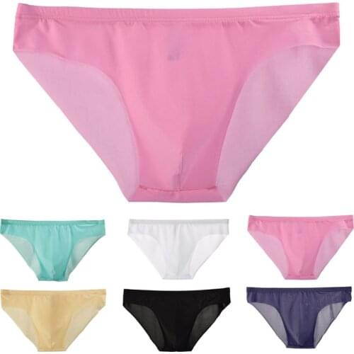 Mens Viscose See-through Underwear Men New Briefs Male Ultra-thin Low-rise Sexy Solid Color Briefs Underpants