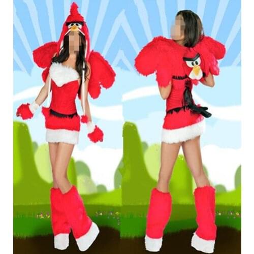 Newest lovely adult red bird sexy sleeveless Christmas costume cosplay dress for woman M1100
