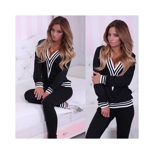 2020 New Fashion Casual Women Tops Sweatshirt Pants Track Sweatshirt Suits Tracksuit 2 color