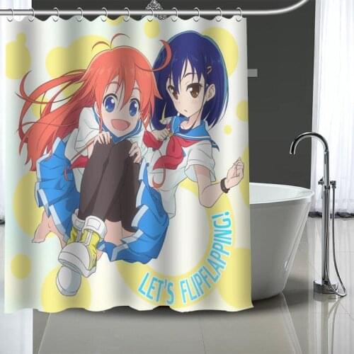 New Custom Flip Flappers Curtains Polyester Bathroom Waterproof Shower Curtain With Plastic Hooks More Size