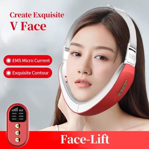 Rechargeable Face Slimming Massager Portable Facial Vibration Massager V Face Chin Up Lifting Reduce Wrinkles LED Photon Therapy