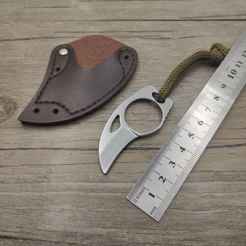 Protable MC Tactical Claw hobby survival Karambit Ring 3" Knife mini pocket knife camping with Leather Sheath