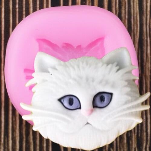 Cute Cat Face Silicone Molds Polymer Clay Candy Chocolate Gumpaste Mold DIY Party Cupcake Topper Fondant Cake Decorating Tools