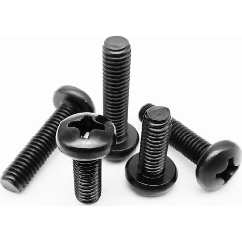1/20pcs M5 M6 M8 Black 304 Stainless Steel Cross Recessed Round Phillips Pan Head Screw Bolt Diameter 5mm 6mm 8mm Length 5-100mm