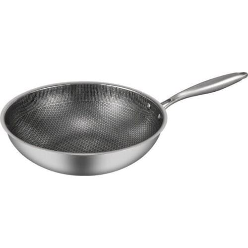 Schnesland Stainless Steel Wok Nonstick Stir Fry Pan Induction Compatible Dishwasher and Oven Safe