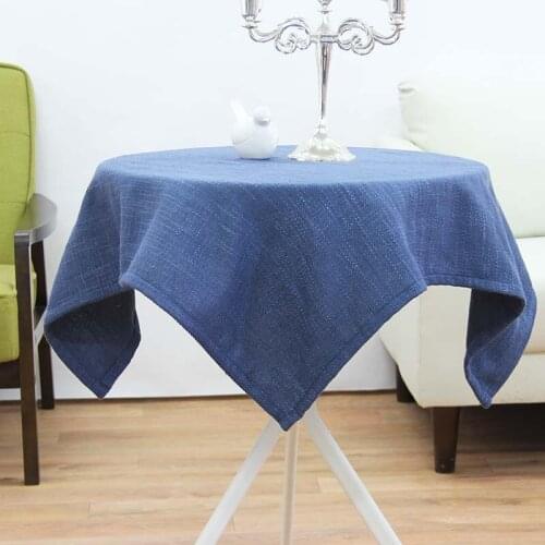 Mediterranean Solid Cotton Linen Round Tablecloth Pure Color Blue Pink Rectangular Table Cover Party Banquet Decoration