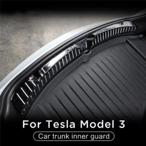 Steel Trunk Inner Guard for Tesla Model 3 2017-2021 Car Inner Rear Bumper Protection Strip Guard Plate Cover Trim