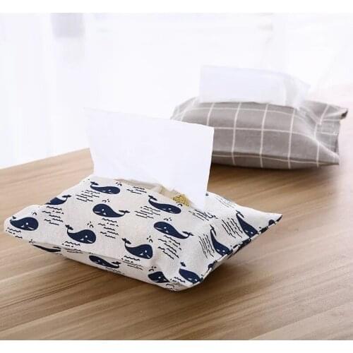 Tissue Case Box Container Cotton Linen Cloth Home Napkin Papers Bag Holder Japanese Style Box Case Table Decoration Home Tool