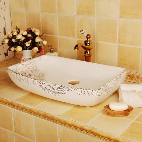 Increase rectangle China Artistic Ceramic Art Basin Sinks Counter Top Wash Basin Bathroom Vessel Sink vanities wash bowls basin