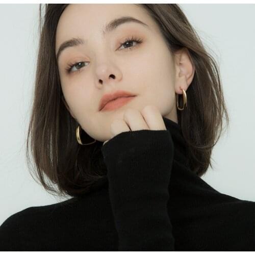 Simple 925 Sterling Silver Hoop Earrings for Women Party Birthday Gift Minimalist Geometric Square Earring Accessory Wholesale