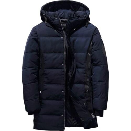 Winter Men Down Jacket Casual Hooded Black Long White Duck Down Jacket Mens Down Jackets and Coats Warm Jackets Down Overcoat