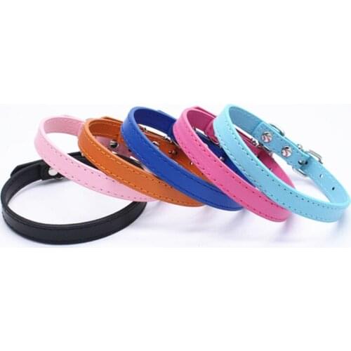 100pcs/lot Fast shipping Dog PU Leather Collar Puppy Cat Dog Collar Cute Neck Strap Leather Pet collars