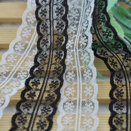 10Y 1" White and black embroidered Cotton trimming Appliques wedding craft cloth LC19