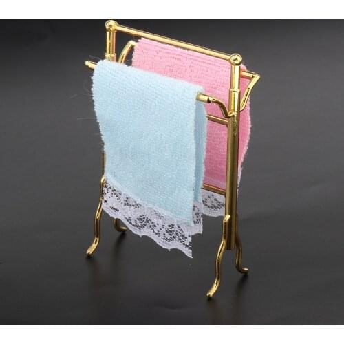 12th Realistic Miniature Bathroom Towels Rack Set, Exquisite Crafted Cute Designed, Dollhouse Accessories Doll House Decor